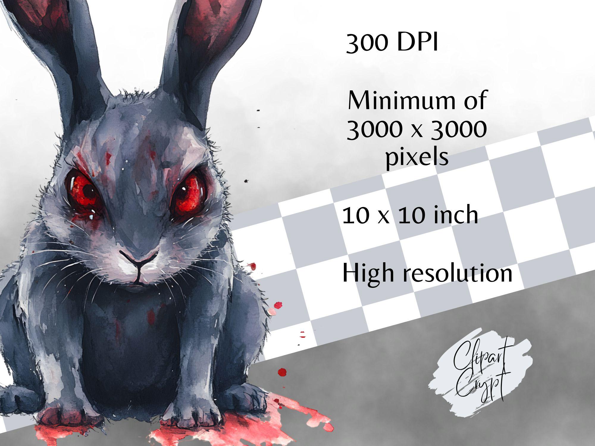 Eerie Evil Bunny Clipart Bundle, Spooky Horror Rabbits for Halloween or ...