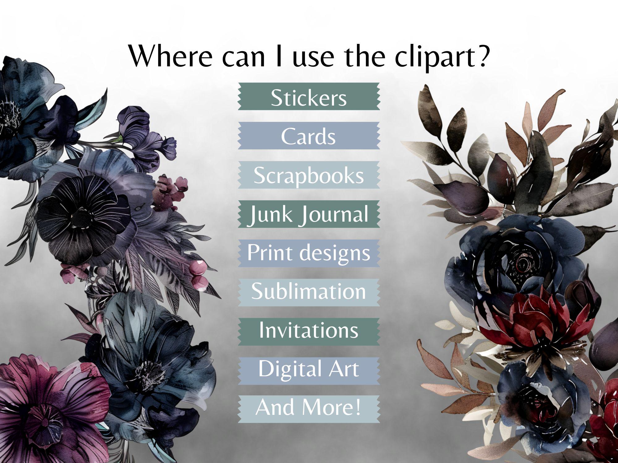 Gothic Floral Wreath Clipart Bundle, Dark Botanical Elegance, Mystical ...