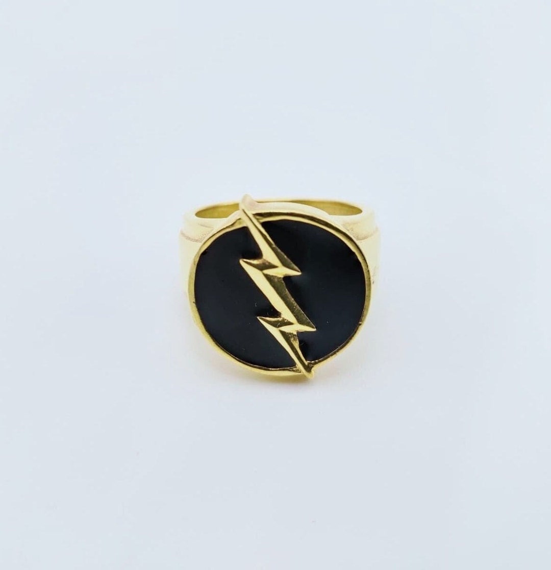 14k Solid Gold Reverse Flash Ring DC Comics Flash Ring 925 Etsy