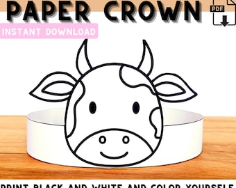 Cow Headband Crown Printable for Kids – Fun DIY Coloring Costume Craft, Farm Animal Theme, Pretend Play & Birthday Activity | PDF Download