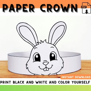 Kids DIY Costume Craft | Print and cut kids | Rabbit Hat Crown Printable | Coloring Party Favor | DIY Birthday Activity | Instant Download