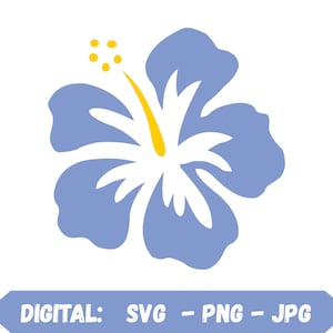 Blue Hibiscus  PNG SVG JPG pdf |party | Hawaiian Flower Clipart | Tropical Flower Floral Cricut Files | Digital Download | Hawaii Art