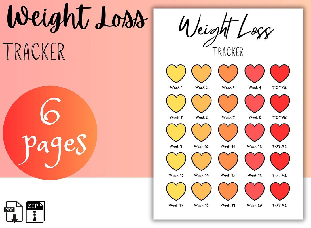 Weight Loss Tracker Printable: Health Planner Template (PDF Download A4 ...