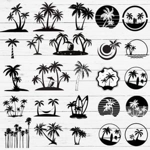 Palm Tree SVG Bundle, Palm Tree Clipart, Palm Tree SVG, Palm Tree Silhouette, Palm Tree PNG Bundle, Cut Files for Cricut, Beach Life Svg