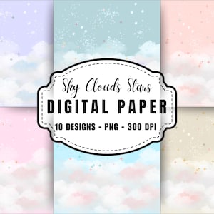 HEAVEN Sky Clouds PNG , Pastel cooler background | Stars Backgrounds | Memorial & Funeral Templates | Digital Download
