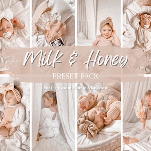 LIGHTROOM PRESET PACK | Milk and Honey Creamy Warm White Toned Presets for Mobile and Desktop ~ For Influencers, Bloggers, Content Creators