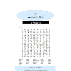 100 word search puzzles and solutions to print out, German terms