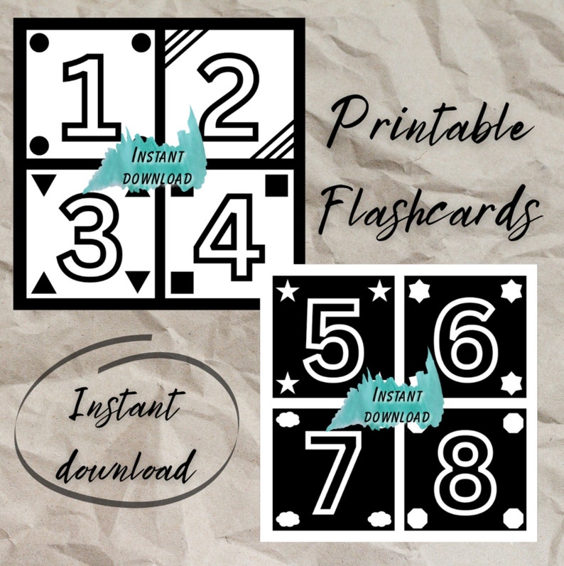 Newborn Black &amp; White Flash Cards Instant Download Baby - Etsy