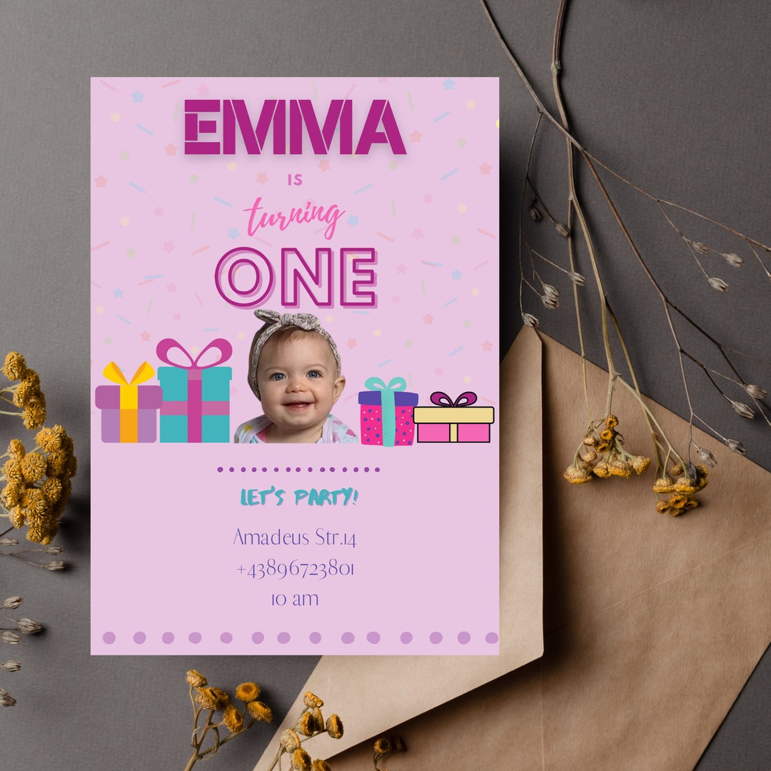 PERSONALISED First Birthday Invitation Turning One - Etsy