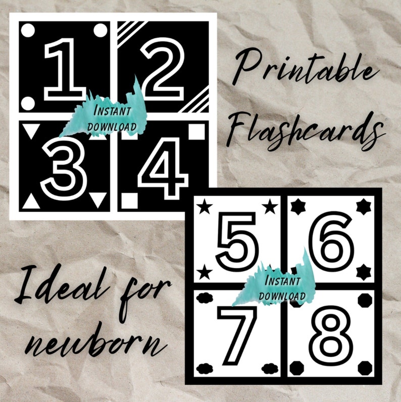 Newborn Black & White Flash Cards Instant Download Baby - Etsy