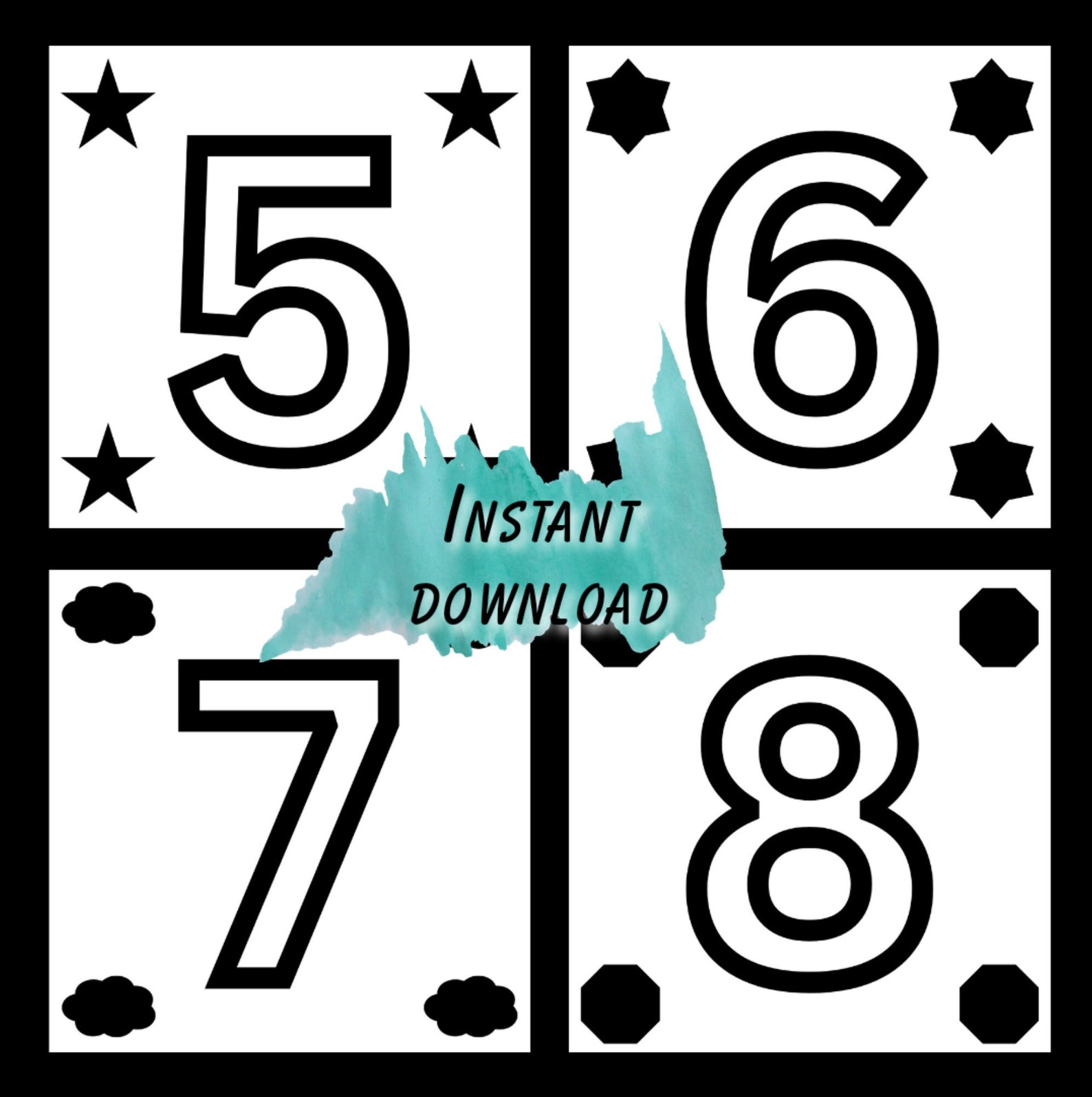 Newborn Black &amp; White Flash Cards Instant Download Baby - Etsy