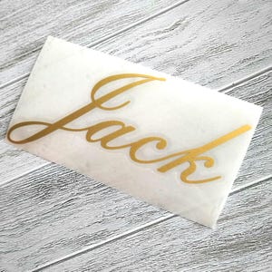 Personalised name stickers for wedding decor, glasses, hangers, placename, favours, gift boxes, gift bags, cursive vinyl name decals