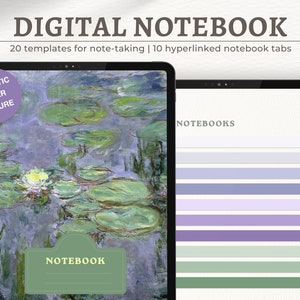 Artistic Digital Notebook for iPad | Hyperlinked with Neutral and Minimalist Aesthetic | Goodnotes and Notability