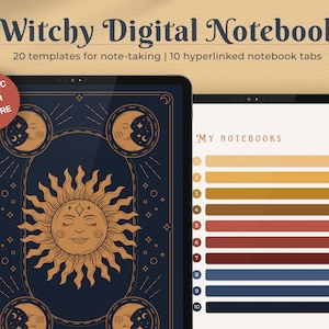 Witchy Digital Notebook for iPad | Hyperlinked with mystical and witchy design | Great for Goodnotes and Notability