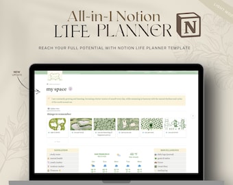 Aesthetic Green 2024 Animierter Notion Planer für Studenten, Digitale Planer Vorlage mit Habit Tracker ADHD Notion Planer für iPad