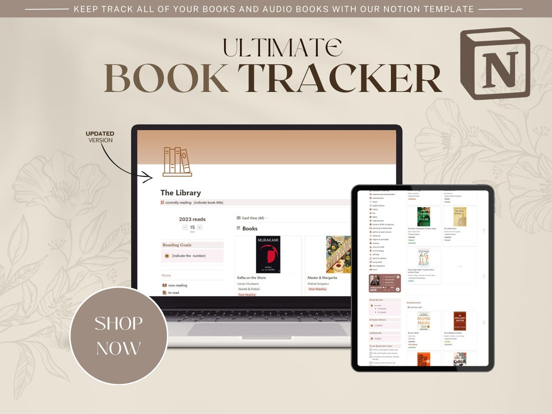 2024 Audio Books & Book Tracker Notion Template Digital Reading Journal ...