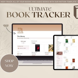 2024 Audio books & Book Tracker Notion Template Digital Reading Journal, Reading Log Aesthetic Notion Student Planner Bookmark