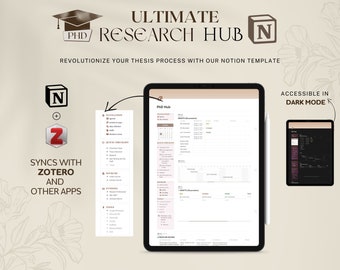 Notion PhD Dissertation Thesis Planner Undergraduate Research Planner, Thesis Template 2024 Digital Planner, PhD Student Planner iPad