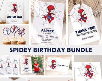 Spidey and his Amazing Friends Birthday Invitation Bundle Spidey Birthday Party Decoration Spidey Invitation Boy Decor EDITABLE Instant