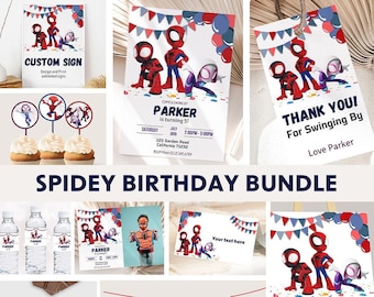 Spidey and his Amazing Friends Birthday Invitation Bundle Spidey Birthday Party Decoration Spidey Invitation Decor EDITABLE Instant Digital