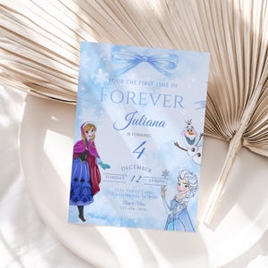 Frozen Four The First Time In Forever Birthday Invitation Frozen 4th Birthday Invitation Kids Fourth Party Invite Elsa Anna Theme EDITABLE