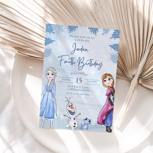 Convite de aniversário Frozen Convite Frozen Princesa Elsa Anna Convite para festa Menina Frozen Convite de aniversário Tema EDITÁVEL Digital Instantâneo