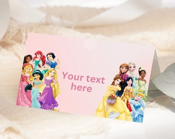 Princess Food Tent Princess Birthday Tent Card Princess Food Label Princess Party Decoration Princesses Food Tags EDITABLE Instant Digital