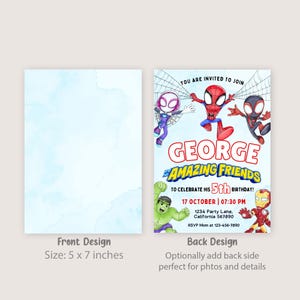 Spidey And His Amazing Friends Birthday Invitation Spidey Invitation Spidey Party Spidey And Friends Boy Invite EDITABLE Instant Digital image 2