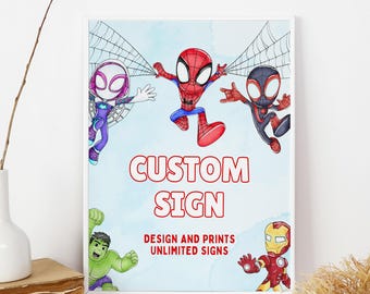 Spidey And His Amazing Friends Custom Sign Spidey Party Signs Spidey Birthday Sign Spidey And Friends Decorations Decor EDITABLE Instant