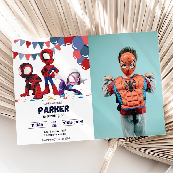 Spidey and his Amazing Friends Birthday Invitation with Photo Spidey Birthday Invitation with Picture Spidey Invite EDITABLE Instant Digital