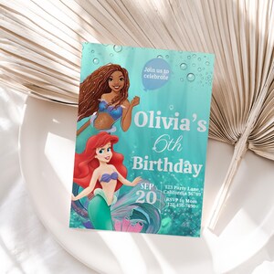 Faire-part d'anniversaire petite sirène L'invitation de la petite sirène Ariel Party Inviter Faire-part petite sirène thème numérique instantané MODIFIABLE