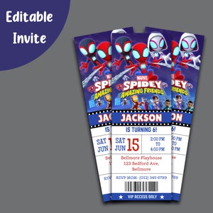 Spidey und seine erstaunliche Freunde Geburtstagseinladung Spidey Einladung Spidey Ticket einladen Spidey Thema Party Junge Mädchen EDITIERBAR Sofort