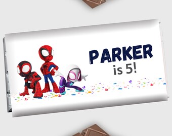 Spidey And His Amazing Friends Chocolate Label Spidey Candy Bar Wrapper Spiderman Birthday 1.55 oz Chocolate Bar Cover EDITABLE Digital