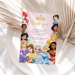 Carte de remerciement princesse Mot de remerciement princesse anniversaire princesse Merci anniversaire carte de remerciement princesse anniversaire MODIFICATION numérique instantanée