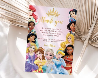 Princess Thank You Card Princess Thank You Note Birthday Princess Thank You Kids Birthday Princess Thank You Card EDITABLE Instant Digital