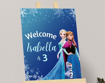 Frozen Welcome Sign Frozen Birthday Sign Elsa Welcome Poster Frozen Party Decorations Elsa Theme Decor Kids Party EDITABLE Instant Digital