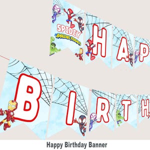 Spidey Geburtstagsbanner Spidey und seine erstaunlichen Freunde alles Gute zum Geburtstagbanner Flagge Dekoration Spinne Bunting Decor Instant Digital DRUCKBAR