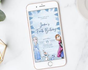 Frozen Birthday Invitation Frozen Invitation Elsa Birthday Invitation Anna Electronic Invite Digital Mobile Evite Phone EDITABLE Digital