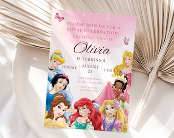 Princess Birthday Invitation Princess Invitation Princess Party Invitation Girl Princesses Theme Invite Digital EDITABLE Instant ANY AGE