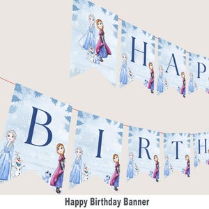 Gefrorene Geburtstagsbanner, Gefrorene Wimpelkette, Happy Birthday Dekorationen, Frozen Banner, Gefrorene Geburtstagsdeko, Elsa