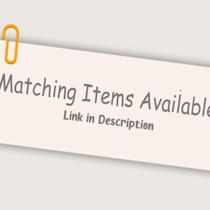 May include: A light beige sticky note with the text "Matching Items Available" and "Link in Description" in a handwritten style font. The note is held by a yellow paper clip.