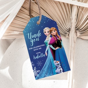 Etiquetas de lembrança congeladas Etiquetas de agradecimento congeladas Etiquetas de presente de aniversário congeladas Etiquetas de lembrancinhas Elsa Etiquetas de agradecimento Decoração EDITÁVEL Digital instantânea