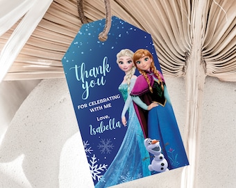 Frozen Favor Tags Frozen Thank You Tags Frozen Birthday Gift Tags Elsa Favor Labels Elsa Thank You Tags Decoration EDITABLE Instant Digital
