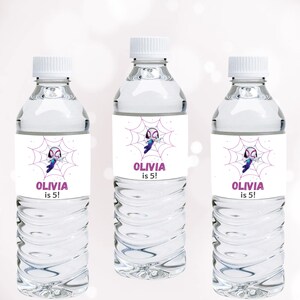 Ghost Spider Water Bottle Labels Spidey And His Amazing Friends Bottle Wrappers Spider Gwen Decor Spider Girl Decoration EDITABLE Digital