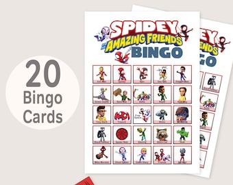 Spidey and his amazing friends Bingo Game Spidey Birthday Party Activity Kids Spidey Game Ghost Spider Spin family Instant Digital Printable