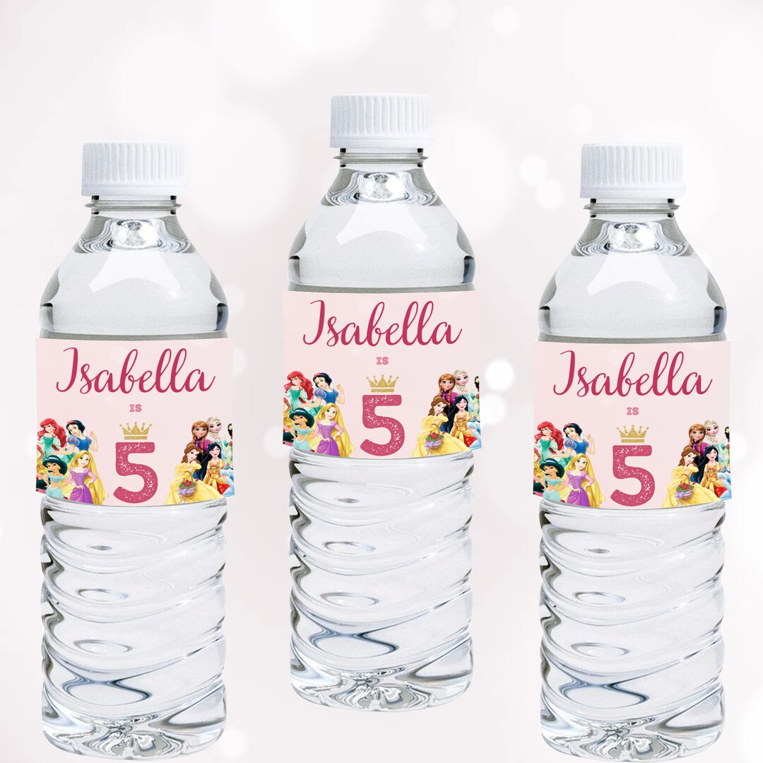 Princess Water Bottle Label Princess Bottle Wrappers Princesses Decor ...