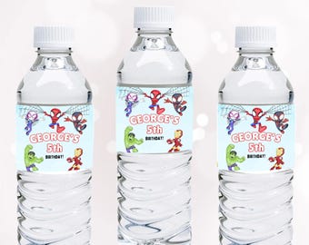 Spidey And His Amazing Friends Water Bottle Labels Spidey Bottle Wrappers Spidey Decor Spidey And Friends Spin Ghost Spider Label EDITABLE