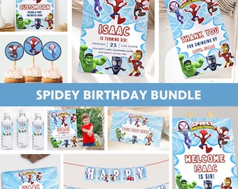 Pacchetto di inviti di compleanno per Spidey e i suoi fantastici amici, decorazioni per Spidey, decorazioni per feste di Spidey e amici, invito a tema Spidey, cartello MODIFICABILE