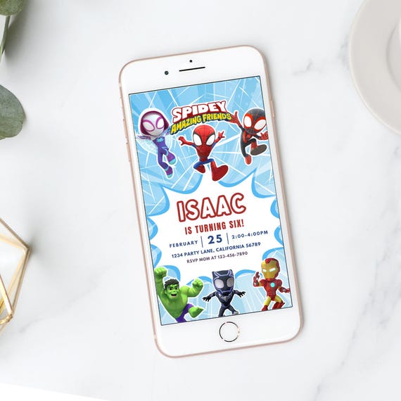 Spidey And His Amazing Friends Electronic Invitation Spidey Birthday Invitation Digital Spidey Mobile Invitation Phone Evite Boy EDITABLE