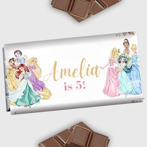 Prinzessin Chocolate Label Princess Candy Bar Wrapper Prinzessinnen Geburtstag Party Favor Schokoriegel Wraps 1,55 oz EDITIERBAR Instant Digital